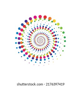 El logotipo del círculo del puntito arco iris en el fondo blanco. Ilustración vectorial.
