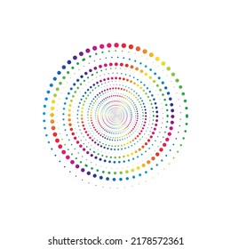 Rainbow dot circle logo halftone on the white background. Vector illustration.
