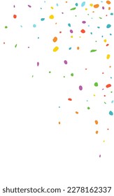 Rainbow Dot Effect Vector White Background. Carnival Confetti Texture. Christmas Rain Pattern. Blast Shine Top Illustration.