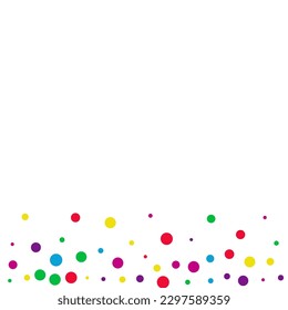 Rainbow Dot Fun Vector White Background. Invitation Polka Wallpaper. Celebrate Dust Texture. Color Circle Festival Pattern.