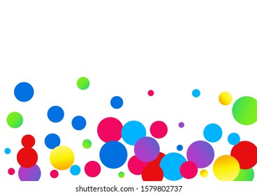 Rainbow Dot Invitation Background. Top Polka Design. Effect Illustration. Yellow Confetti Happy Design. Dust Independence Design.