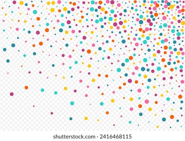 Rainbow Dot Invitation Vector Transparent Background. Festival Dust Illustration. Happy Circle Banner. Bright Polka Effect Design.
