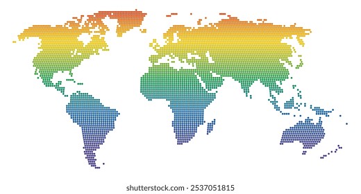 Mapa do ponto do arco-íris com as cores da bandeira do arco-íris do movimento LGBT no fundo branco. Faixa, fundo para site ou impressão. Gráficos vetoriais.