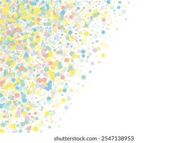 Rainbow Dot Top White Background. Abstract Shine Banner. Fun Round Texture. Green Rain Celebration Pattern.