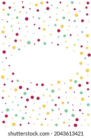 Rainbow Dot Vector Vector White  Background. Decoration Rain Background. FallingFestive Round Pattern. Color Polka Abstract Banner.