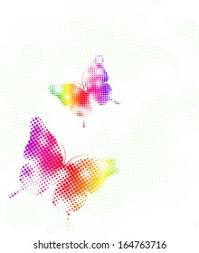 Rainbow from dots a butterfly. Vector illustration