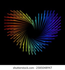 Rainbow dotted pattern as Heart form. 3D effect Vector Background illustration