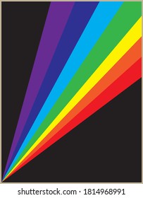 rainbow drawing in geometric shape that appears from below on a black background, can be used as wallpaper, book cover design, t-shirt design or as a decorative element