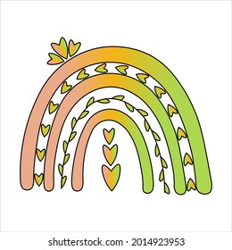 Rainbow drawing vector illustration heart.