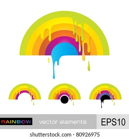 rainbow dripping paint, icon design elements