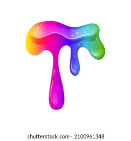 Rainbow dripping slime. Viscous bright liquid. toy for children. Vector cartoon illustration.