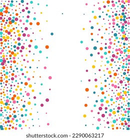 Rainbow Dust Abstract Vector White Background. Carnaval Rain Texture. Independence Dot Pattern. Color Round Carnival Backdrop.