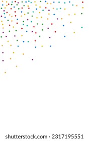 Rainbow Dust Celebrate Vector White Background. Festival Dot Illustration. Effect Stars Background. Falling Polka Flying Backdrop.