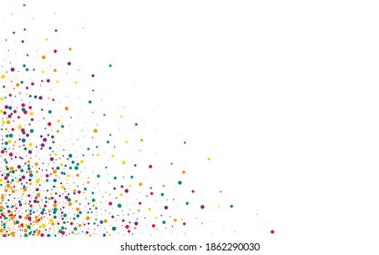Rainbow Dust Effect White Background. Carnaval Round Design. Invitation Rain Illustration. Color Shine Happy Texture.