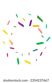 Rainbow Dust Independence Vector White Background. Festival Brush Texture. Carnival Shavings Pattern. Falling Confetti Carnaval Background.