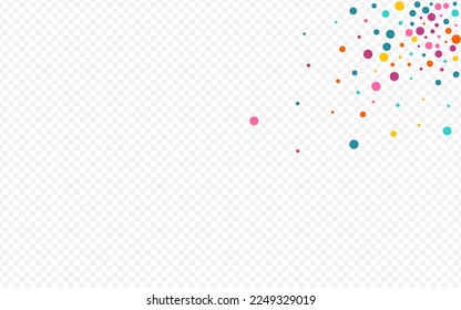 Rainbow Dust Invitation Vector Transparent Background. Fun Circle Banner. Top Polka Backdrop. Color Round Christmas Texture.