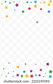 Rainbow Dust Top Vector Transparent Background. Festive Constellation Postcard. Festival Stars Pattern. Happy Starfall Invitation Design.