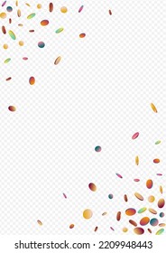 Rainbow Dust Vector Transparent Background. Hologram Carnival Confetti Pattern. Invitation Backdrop. Colorful Fun Illustration.