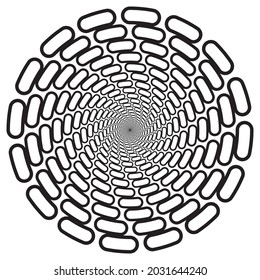 Rainbow Dynamic circular psychedelic pattern. Optical Illusion of movement. Gay Pride. LGBT concept. Vector colorful illustration.
