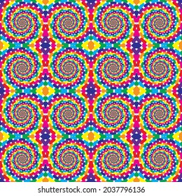 Rainbow Dynamic circular psychedelic pattern. Optical Illusion of movement. Gay Pride. LGBT concept. Vector colorful illustration.