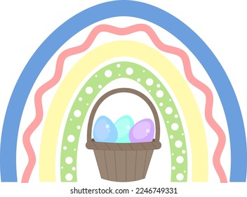 Rainbow Easter Clipart. It can be used on T-Shirt, labels, icons, Sweater, Jumper, Hoodie, Mug,