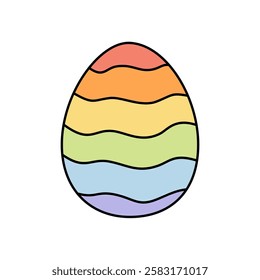 rainbow easter egg on white background