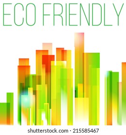 Rainbow eco friendly city background. Green city concept. Ecology territory abstract vector.