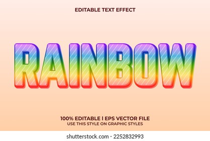 Rainbow editable text effect, lettering typography font style, colorful 3d text for tittle