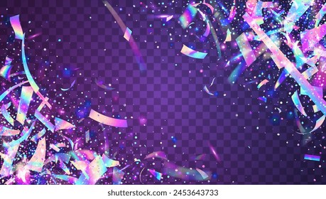 Rainbow Effect. Purple 3d Serpentine. Modern Design. Holographic Sparkle. Carnival Background. Cristal Ribbon. Laser Pattern. Glare Isolated Illustration. Blue Rainbow Effect