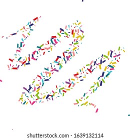 Rainbow Effect Rain Illustration. Confetti Invitation. Rain Effect Texture. Color Decoration Illustration.