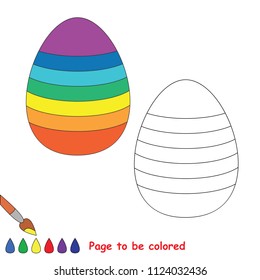 Rainbow Egg. Educational game for preschool kids with simple gaming level. Vector illustration to be colored.