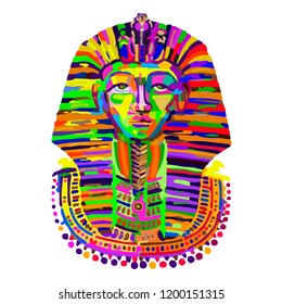 Rainbow egyptian pharaoh illustration