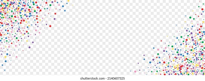 Rainbow Element Background Transparent Vector. Geometric Congratulation Design. Bright Celebrate. Colorful Confetti Falling. Dot Party Texture.