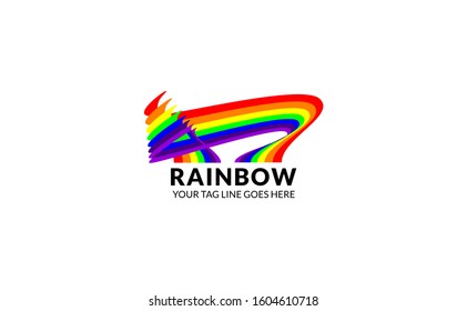Rainbow element business logo in vector. Combination of seven colour of rainbow icon. Rainbow concept in the vector format.
