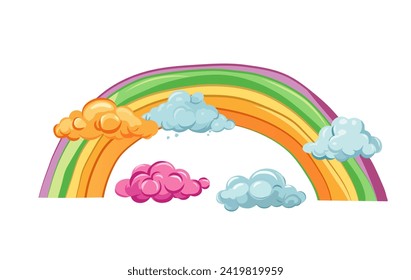 Rainbow element of colorful set. Demonstration of the magic of colors and blending artistic design and a charming cartoon rainbow on a clean white canvas. Vector illustration.