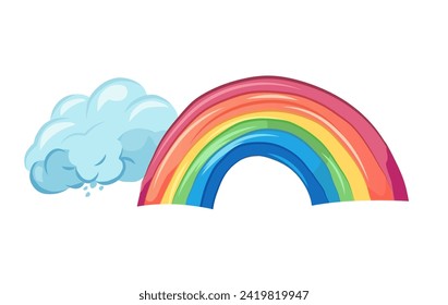 Regenbogen-Element der bunten Set. Diese lebendige Illustration zeigt einen atemberaubenden Regenbogen in einem spielerischen Cartoon-Design auf glänzendem weißem Hintergrund. Vektorgrafik.