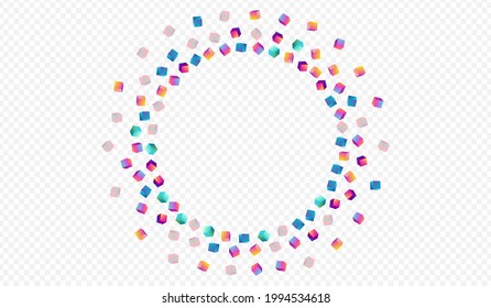 Rainbow Element Vector Transparent Background. Bright Graphic Polygon Template. Perspective Brick Image. Iridescent Block Shiny Pattern.