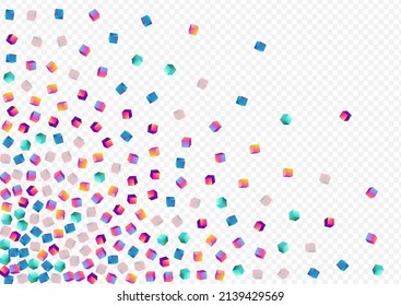 Rainbow Element Vector Transparent Background. Iridescent Graphic Cube Paper. Abstract Polygon Pattern. Holographic Rhombus Metal Wallpaper.