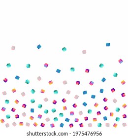 Rainbow Element Vector White Background. Multicolored Abstract Cube Wallpaper. Geometric Polygon Template. Holographic Rhombus Structure Brochure.