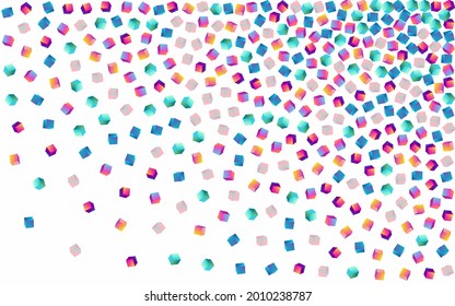 Rainbow Element Vector White Background. Gradient Business Rhombus Presentation. Graphic Cube Paper. Multicolored Brick Metal Template.