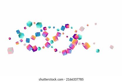 Rainbow Element Vector White Background. Multicolored 3d Polygon Brochure. Perspective Cube Template. Gradient Rhombus Geometric Wallpaper.