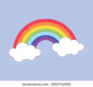 rainbow element vibgyour cute weather clipart vector on gradient blue background