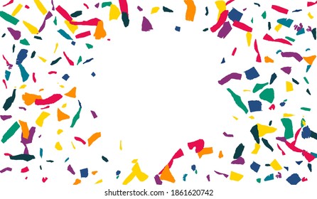 Rainbow Elements Celebrate White Background. Invitation Smear Pattern. Independence Colored Paper Card. Orange Paint Transparent Banner.