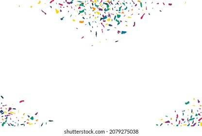 Rainbow Elements Celebrate White Background. Happy Smear Texture. Invitation Paint Card. Green Confetti Carnival Design.