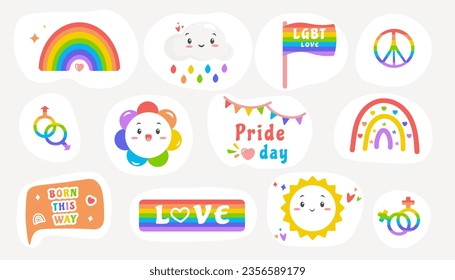 Rainbow elements. LGBTQ set. Set of LGBT rainbow stickers