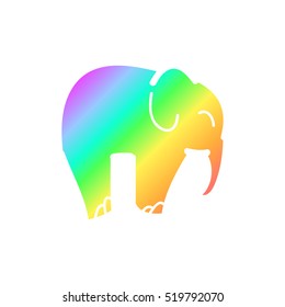 Rainbow elephant silhouette on a white background. Vector 