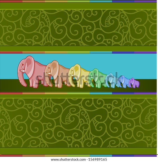 Rainbow Elephant Symbol Good Luck Set Stock Vector (Royalty Free