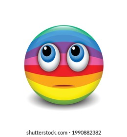 Rainbow emoticon rolling eyes, Emoji - vector illustration