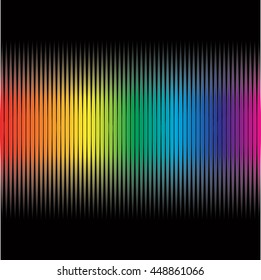 Rainbow equalizer on black background, digital modern colorful sound wave music pattern  vector design illustration used on musical sites, advertisements, banners, cards, web interfaces