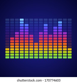 Rainbow Equalizer on dark background. Vector illustration